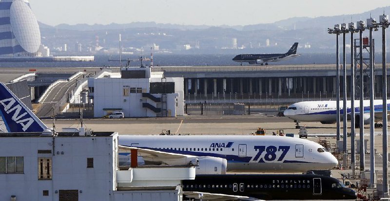 An All Nippon Airways Boeing 787 sits on the tarmac last week at an airport in Tokyo, after all 787 Dreamliners were grounded so that problems with their ion batteries could be investigated. 
