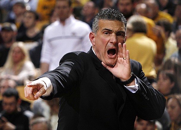 South Carolina coach Frank Martin calls out during his team's NCAA college basketball game against Missouri on Tuesday, Jan. 22, 2013, in Columbia, Mo. Missouri won 71-65. (AP Photo/St. Louis Post-Dispatch, Chris Lee)