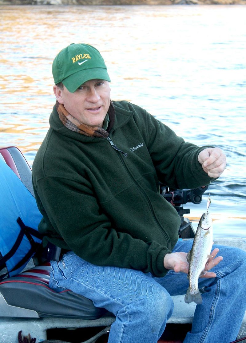 Bill Eldridge (above) caught the first fish of the weekend Saturday on a Blue Fox Vibrax inline spinnerbait with a rainbow trout-colored body.