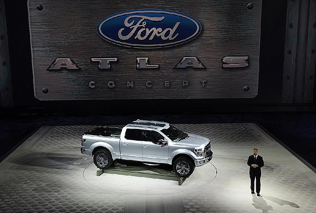 Joe Hinrichs, president of the Americas for Ford Motor Co., speaks during the unveiling of the F-150 Atlas concept truck at 2013 North American International Auto Show (NAIAS) in Detroit, Michigan, U.S., on Tuesday, Jan. 15, 2013. The Detroit auto show runs through Jan. 27 and will display over 500 vehicles, representing the most innovative designs in the world. Photographer: David Paul Morris/Bloomberg *** Local Caption *** Joe Hinrichs