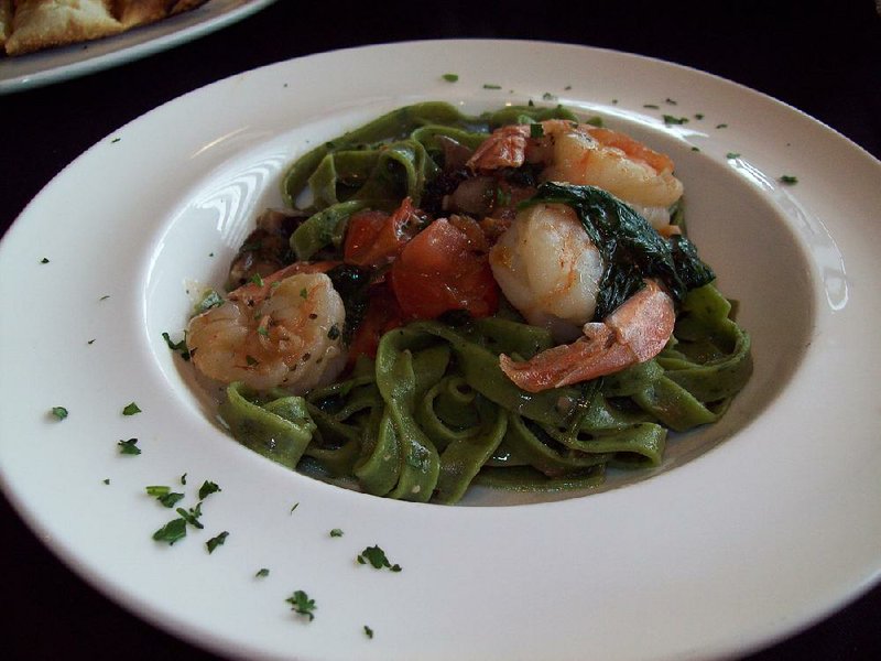 The Shrimp Florentine at Russo's Coal-Fired Kitchen in Conway is made with large shrimp, organic spinach and a lemon garlic wine sauce on top of spinach pasta.
