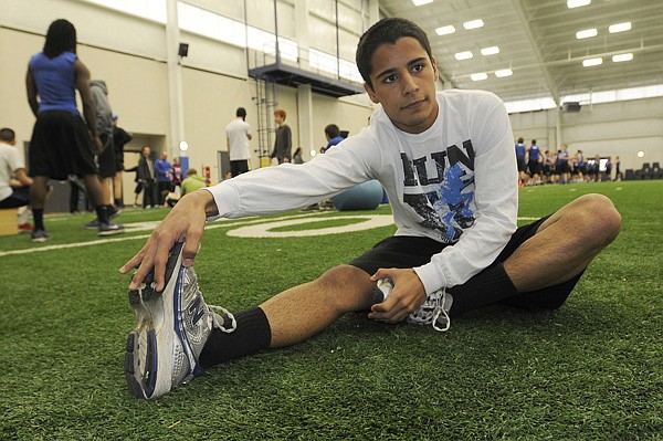 Austin Salazar, who moved from California to Rogers nine months ago, has adjusted to his new environment and hopes to show his improvement during Saturday’s Arkansas Indoor Track and Field Championships in Fayetteville. 