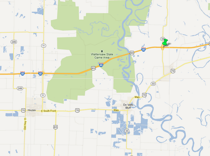 The green pin on this Google Map shows the location of a detour for westbound motorists on Interstate 40 Tuesday.