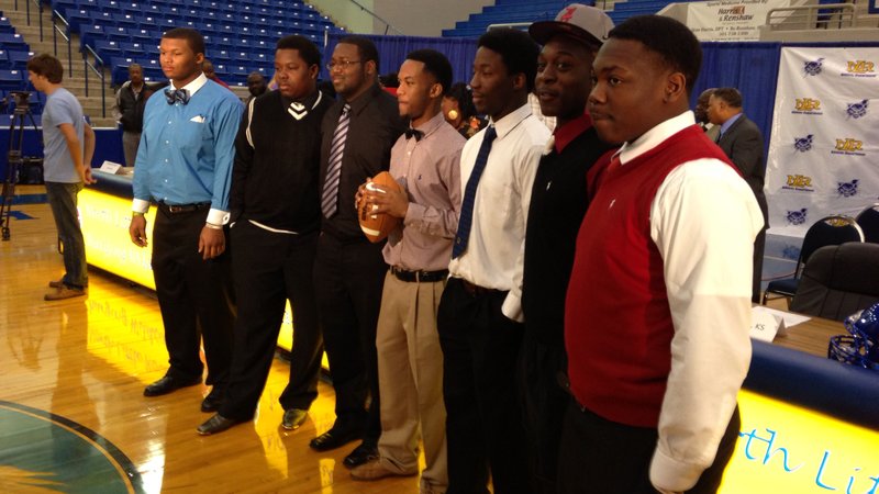 Seven players signed with colleges at North Little Rock High School on Wednesday. Along with Altee Tenpenny signing with Alabama, Gary Vines, Kaylon Daniels and Rodney Bryson signed with Henderson State, and Gerald Watson  signed with Ouachita Baptist. Javian Williams and Kenny Howard signed with Coffeyville (Kan.) Community College.
