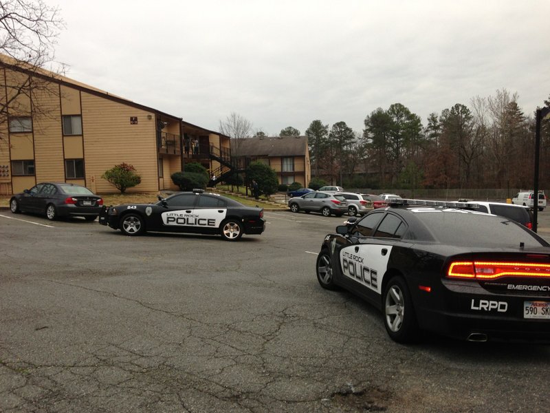 Little Rock police investigate a shooting at 1900 Reservoir Road on Thursday, Feb. 7.
