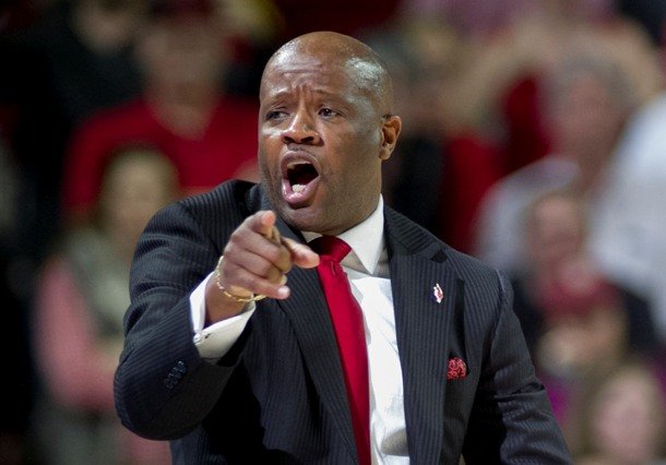 Arkansas head coach Mike Anderson is confident his team's nonconference schedule will be difficult enough, but hopes his team will have a few more wins this season than it did last. (AP Photo/Gareth Patterson)