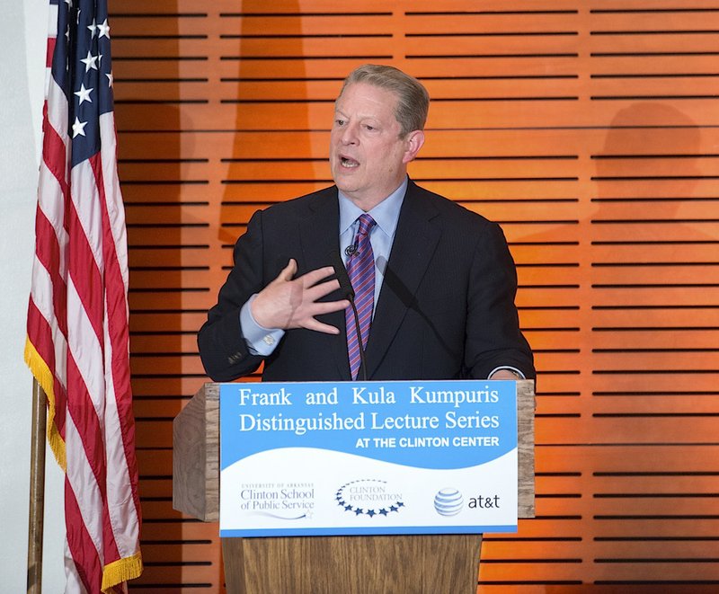 Vice President Al Gore, discusses the emerging forces that are reshaping our world and sign his new book "THE FUTURE: Six Drivers of Global Change" at the Clinton Presidential Library on Monday night.