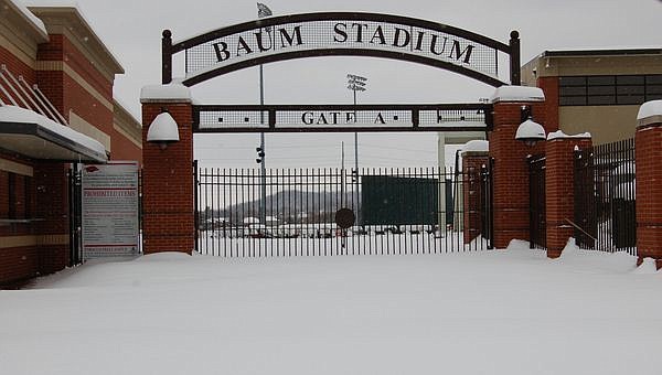 Snow covers the grounds outside Baum Stadium in this Feb. 10, 2011 photo. 