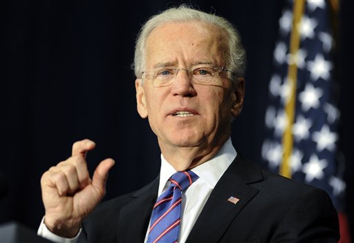 Vice President Joe Biden gestures as he speaks at a gun violence conference in Danbury, Conn., Thursday, Feb. 21, 2013. The conference, held near the Newtown where 26 lives were lost in the Sandy Hook Elementary School shooting, was organized by members of the state's congressional delegation is to push President Barack Obama's gun control proposals.