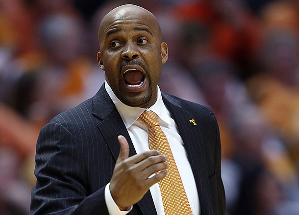 Tennessee head coach Cuonzo Martin in the first half of an NCAA college basketball game against Kentucky on Saturday, Feb. 16, 2013, in Knoxville, Tenn. (AP Photo/Wade Payne)