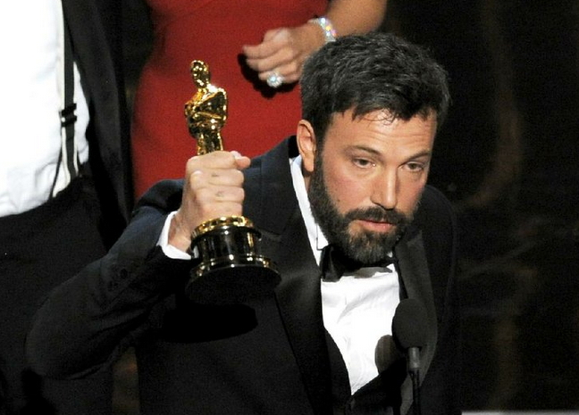 Ben Affleck accepts the award for best picture for Argo during the Academy Awards at the Dolby Theatre on Sunday in Los Angeles. 