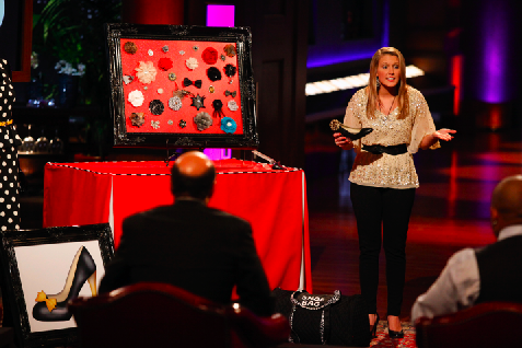 Jessica Haynes is seen making her pitch on the Shark Tank set in this promotional photo released by ABC.