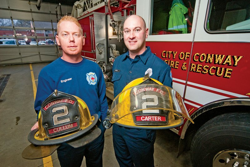 Conway firefighter Mike Cullum, 37, left, received a kidney from fellow firefighter Billie Carter, 42. Other firefighters offered to be donors, but Carter said he matched so well it was like the men were siblings. Both said their faith helped them through the process.