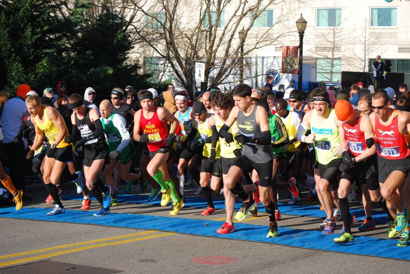 Thousands take to the course in the beginning of the 2013 Little Rock Marathon.
