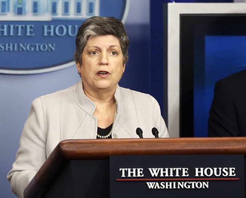 Homeland Security Secretary Janet Napolitano briefs reporters at the White House in Washington in this Feb. 25, 2013, file photo.
