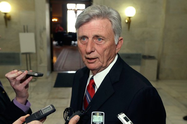 Beebe vetoed Senate Bill 2 on Monday, a bill that would've required voters to show identification at polling stations. In this March 10, 2013 file photo, Gov. Mike Beebe is interviewed in a hallway at the state Capitol in Little Rock, after vetoing legislation that would have banned abortions 12 weeks into a pregnancy. 