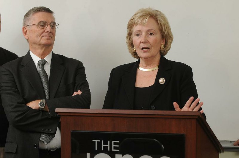 Sen. Cecile Bledsoe (right), R-Rogers, submitted a letter dated Feb. 25 for the Senate journal in which she said she was distracted and accidentally was recorded as voting for Senate Bill 307 that day. She should have been recorded as voting “NO” on it, she said. 