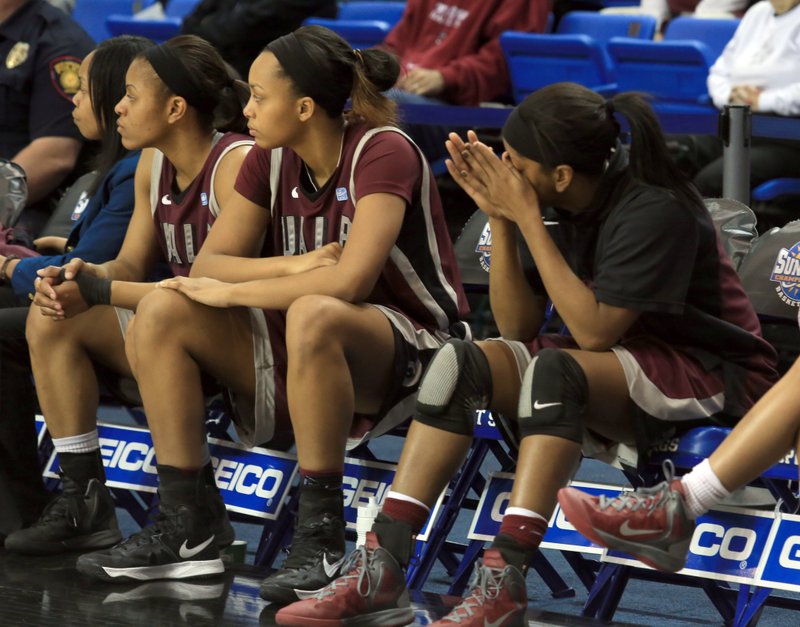 University of Arkansas Little Rock players after their loss to Middle Tennessee at their Sunbelt Tournament Championship game Monday afternoon in Hot Springs.