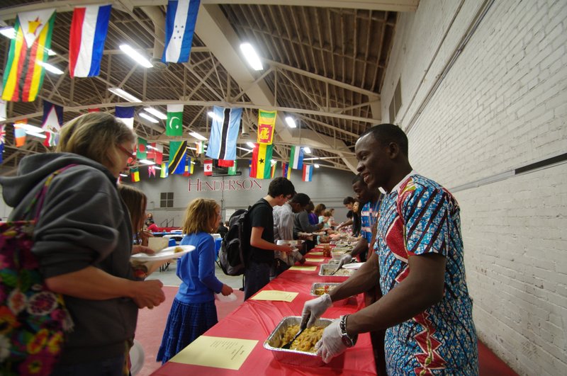 Cedric Akodokoun from Benin serves up some international delicacies during the International Food Bazaar, which is held every spring at Henderson State University in Arkadelphia. The food bazaar highlights dishes from the cultures of various student chefs at the university while raising funds for an area charity chosen annually by the Henderson International Students Association.