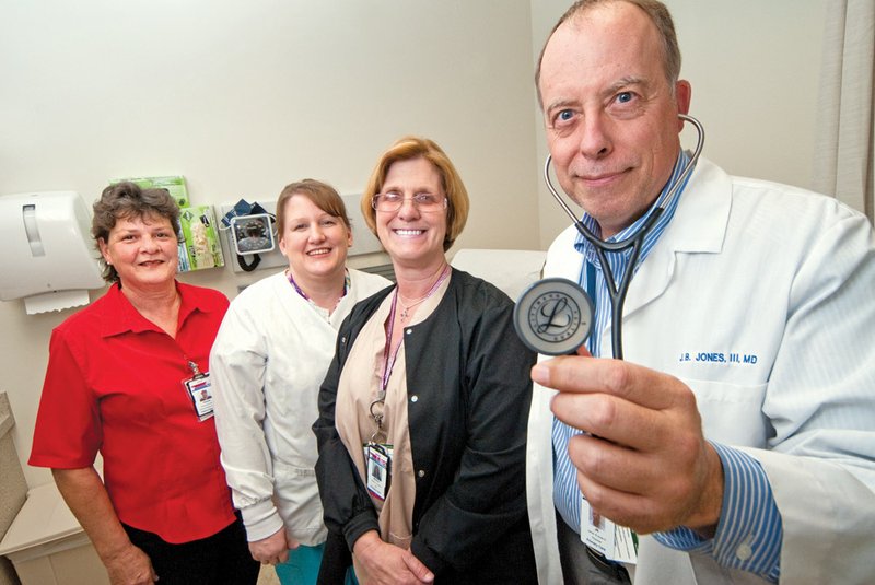 From the left, Pamela Kellison, Brandi Keen, Martha Nichols and Dr. James B. Jones III are part of the team that won an award at the Community-Based Outpatient Clinic in Russellville, which is part of the Central Arkansas Veterans Healthcare System.