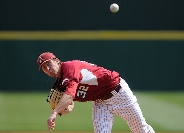 Arkansas pitcher Randall Fant struck out a career-high seven batters in a no-decision Sunday. 