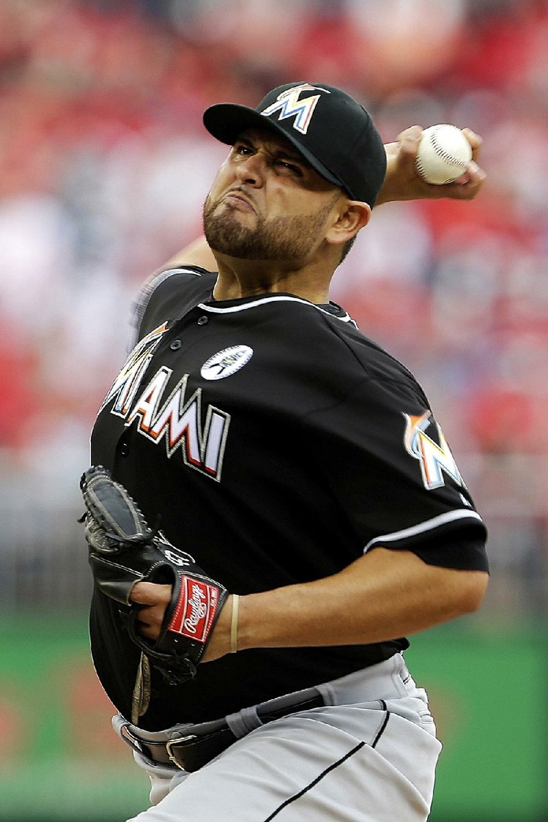 Ricky Nolasco was the Miami Marlins’ Opening Day starter Monday against the Washington Nationals. Nolasco and the Marlins lost 2-0. 