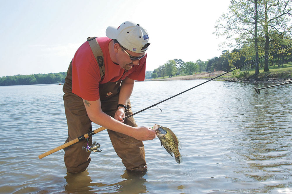 Wade fishing nabs spooky, spawning crappie