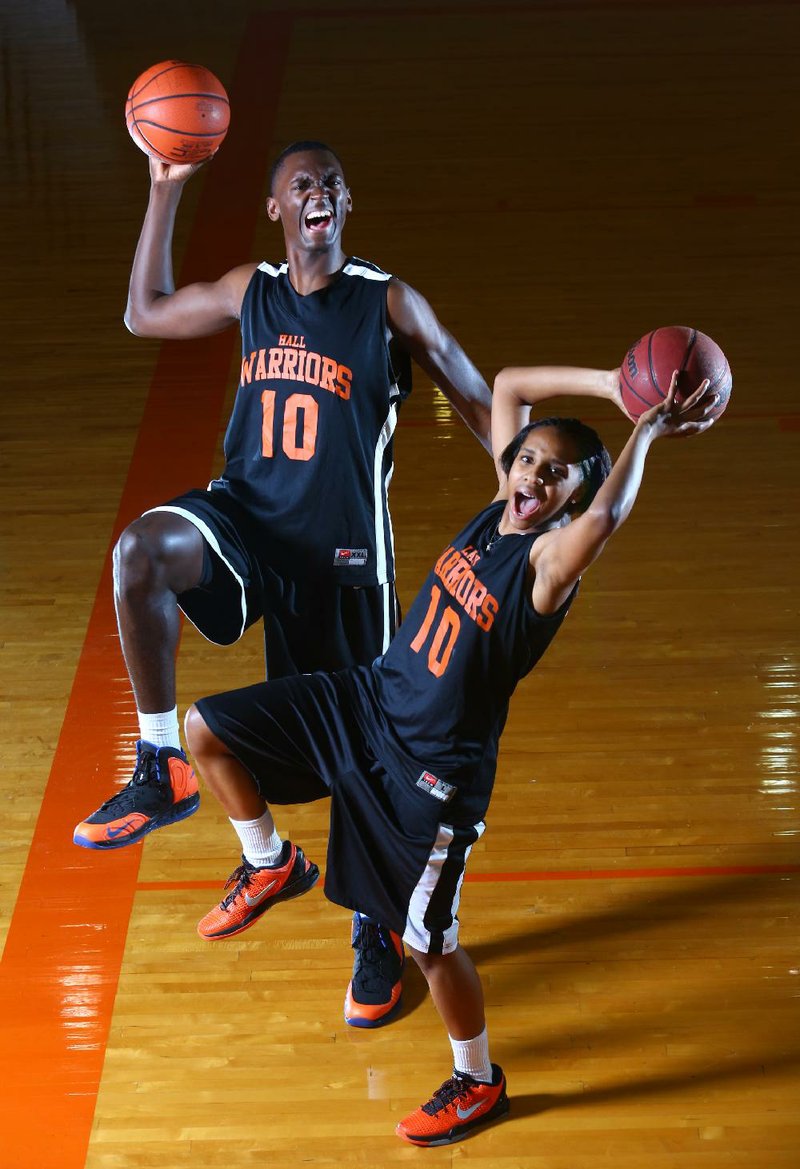 Bobby Portis (left) and Tyler Scaife helped lead Little Rock Hall to state championships this season and were named the Arkansas Democrat-Gazette’s Mr. Basketball and Miss Basketball for 2013. Complete coverage of the All-Arkansas Preps teams on Pages 6C-7C. 