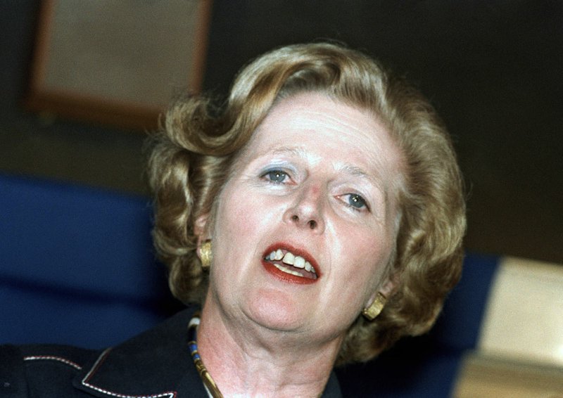 British Prime Minister Margaret Thatcher is seen April 30, 1982, during her election tour in London. 