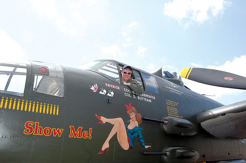 Matt Conrad, a commercial pilot from St. Louis, was one of the pilots of Show Me!, the B-25 bomber on display Saturday during Aerospace Day at Hot Springs Memorial Field Airport. Two World War II airplanes were at the airport event from the Missouri Wing of the Commemorative Air Force, a volunteer organization that restores, flies and displays old military aircraft as a living museum.