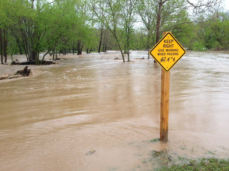 Flooding at a Lake Bella Vista trail.
