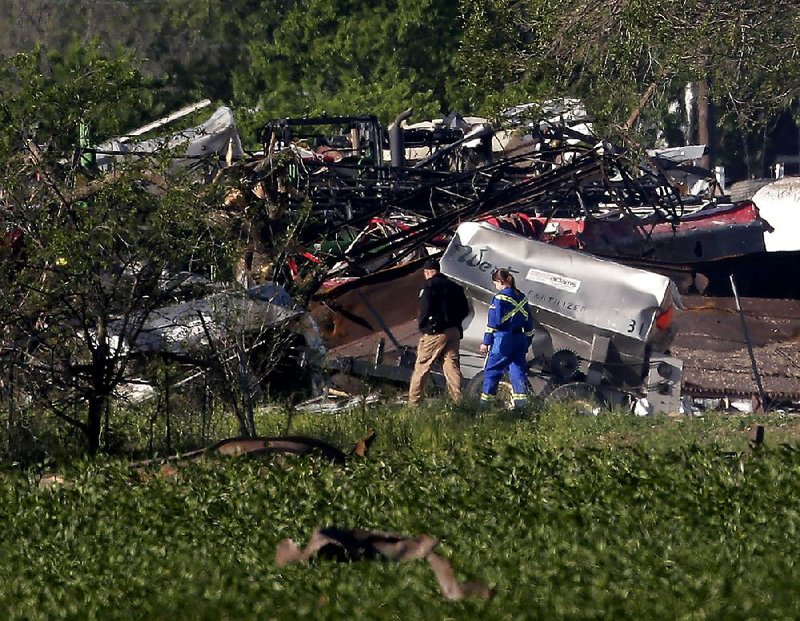 Emergency workers patrol the scene in West, Texas, on Saturday, three days after a deadly explosion at a fertilizer plant. 