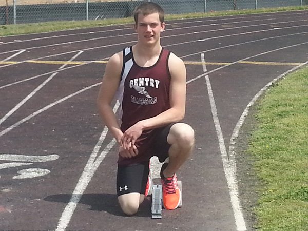 Kevin Parish, a senior at Gentry, excels in many track and field events, but has the top time 100-meter time in the area. 