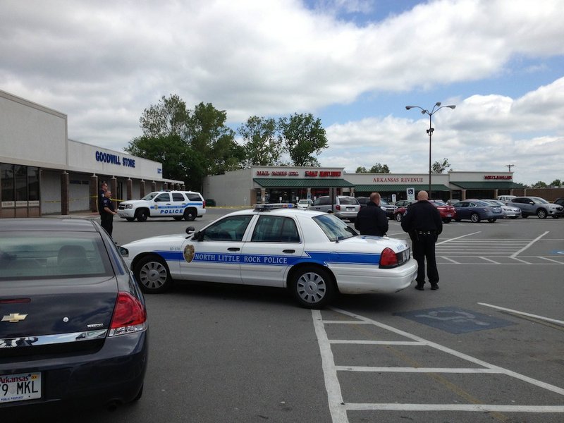 Authorities are on the scene at the Indian Hills Shopping Center in North Little Rock on Wednesday after an abandoned backpack left at the revenue office prompted evacuations.