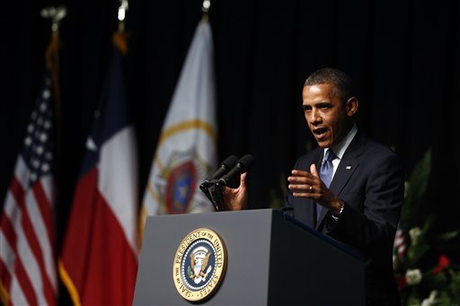 President Barack Obama speaks at the memorial for firefighters killed at the fertilizer plant explosion in West, Texas, at Baylor University in Waco, Texas, Thursday.