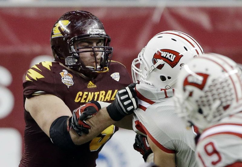 Central Michigan offensive lineman Eric Fisher (left) and Luke Joeckel of Texas A&M are the leading candidates to be taken by the Kansas City Chiefs with the first pick tonight in the NFL Draft. It would mark the third time since the AFL-NFL merger in 1970 that an offensive tackle has been selected with the first overall pick. 