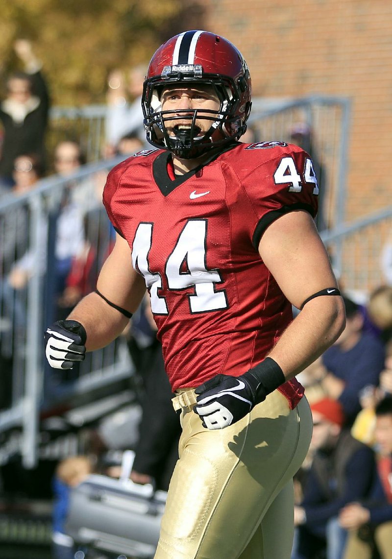 Harvard tight end Kyle Juszczyk (44) is one of three players from Ivy League schools who have a good chance to be taken this year in the NFL Draft. 
