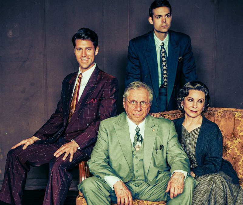 Death of a Salesman family portrait: (clockwise from left) Craig Maravich as Happy Loman, Avery Clark as Biff Loman, Carolyn Mignini as Linda Loman and Robert Walden as Willy Loman. The drama opens Friday at the Arkansas Repertory Theatre. 