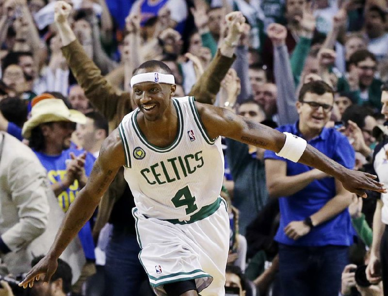 Boston Celtics guard Jason Terry (above) celebrates during overtime Sunday afternoon against the New York Knicks at TD Garden in Boston. Terry scored Boston’s final nine points in a 97-90 victory over the Knicks. 