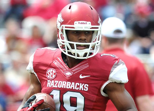 Arkansas receiver Javontee Herndon during the 2013 Red-White scrimmage at Donald W. Reynolds Razorback Stadium in Fayetteville.