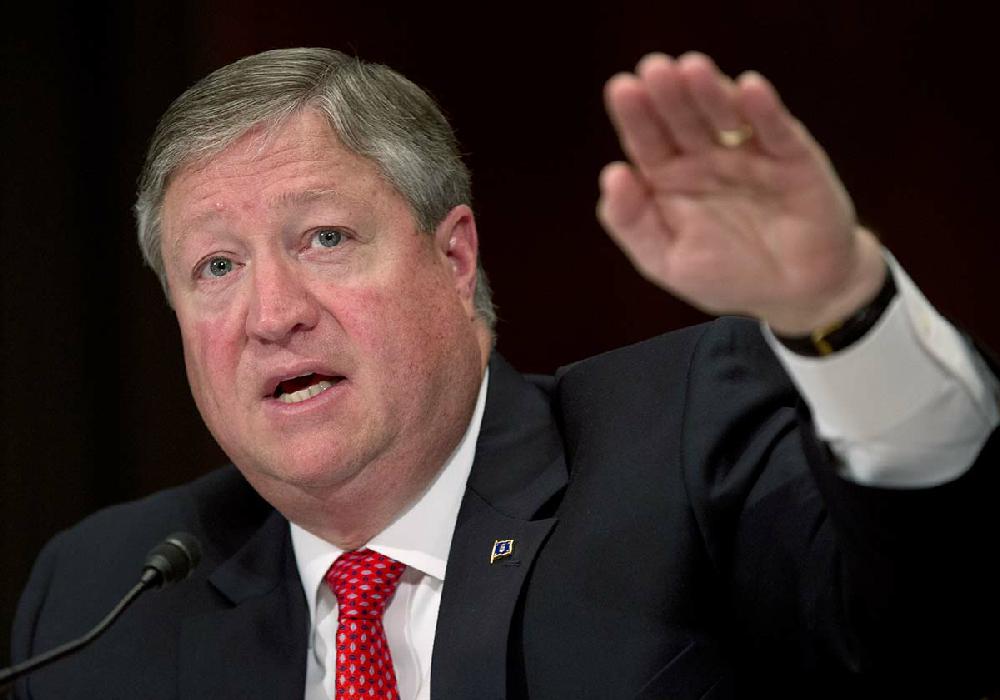 Michael B. Donley, Secretary of the Air Force, gestures as he testifies during the Senate Appropriations Defense Subcommittee hearing on the Air Force Fiscal Year 2014 Budget Request, Wednesday, May 8, 2013, on Capitol Hill in Washington. The Air Force stripped an unprecedented 17 officers of their authority to control and, if necessary, launch nuclear missiles after a string of unpublicized failings, including a remarkably dim review of their unit's launch skills. The group's deputy commander said it is suffering