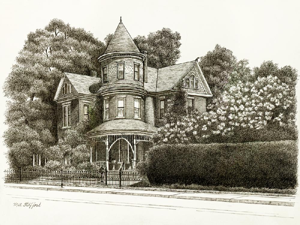 The Argenta Historic District, an exhibit of twenty-five pen and ink drawings by Maumelle artist Mary Ann Stafford will be on exhibit at the Thea Foundation Center for the Arts from April 29 May 18, 2013. The drawings are of some of the oldest and most important buildings in the Argenta Historic District placed on the National Register of Historic Places in 1993. The Baker Bed and Breakfast House, the First Presbyterian Church, the Barth-Hempfling Cottage, and the Argenta Drug Store are some of the buildings portrayed.