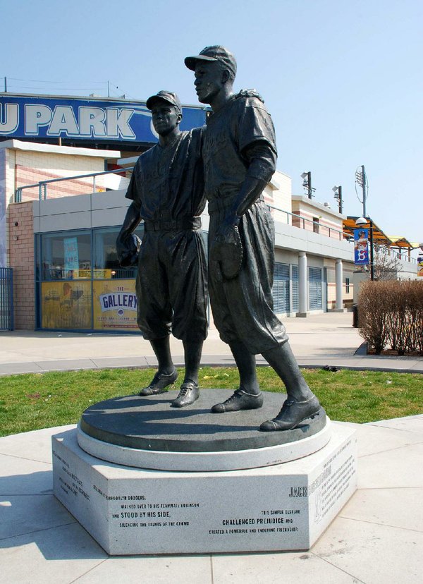 NYC Parks on X: Happy 100th birthday to Jackie Robinson, the baseball  player who broke @MLB's color barrier. This Brooklyn monument honors his  great legacy and friendship with Pee Wee Reese. Learn