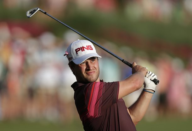 David Lingmerth hits from the 18th fairway during the final round of The Players championship golf tournament at TPC Sawgrass, Sunday, May 12, 2013 in Ponte Vedra Beach, Fla. (AP Photo/Chris O'Meara)