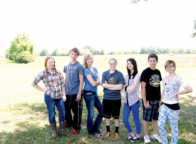 Several Pottsville students placed in the Arkansas Junior Duck Stamp competition. From the left are Fayth Braton, third place; Trey Bryant, third place; Sloan Aulgur, first place; Grace McCurrie, Best of Show for Arkansas; Jasmine Long, honorable mention; Ethan Hesselbein, honorable mention; and Kaylee Parker, honorable mention. 