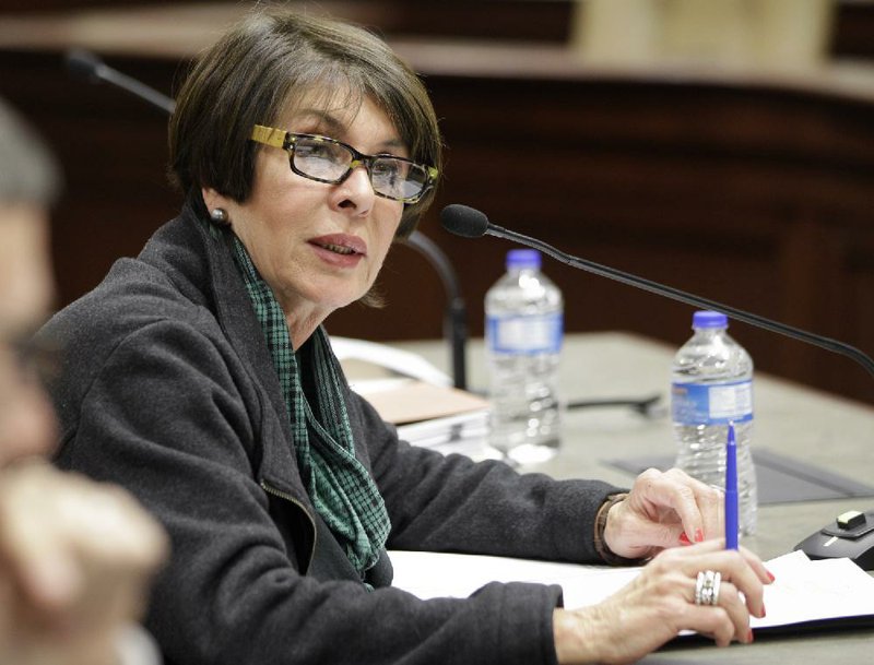 State Treasurer Martha Shoffner answers a question during a meeting of the Legislative Joint Auditing Committee at the state Capitol in Little Rock on Dec. 14. 