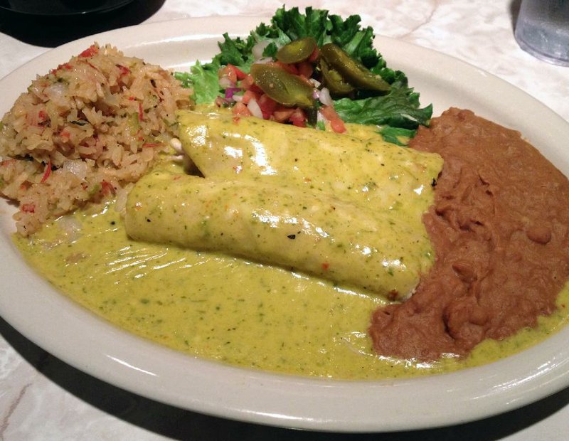 Chicka-Chicka Boom-Boom enchiladas are served at Chuy’s in Little Rock. 