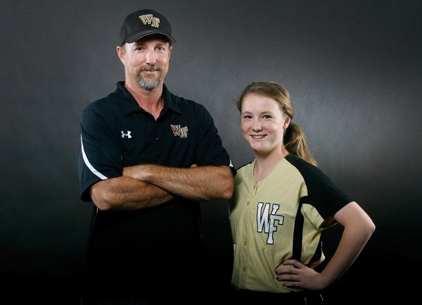 Tony Sagely, left, the Small School Softball Coach of the Year, and Spencer Sagely Newcomer of the Year, led West Fork to 13-8 season. 