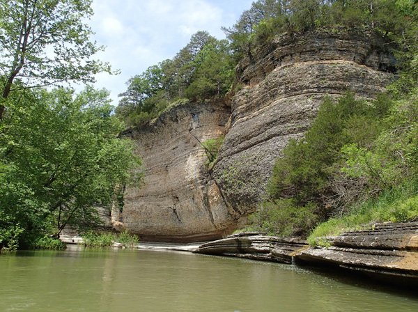 Bluffs were numerous and majestic on the upstream miles of the Kings River. The river valley broadens on the downstream miles, but the stream is scenic from end to end. 