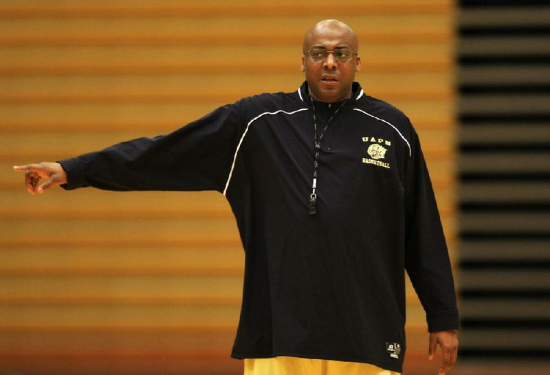  UAPB basketball coach George Ivory during  practice Thursday afternoon in Pine Bluff. 